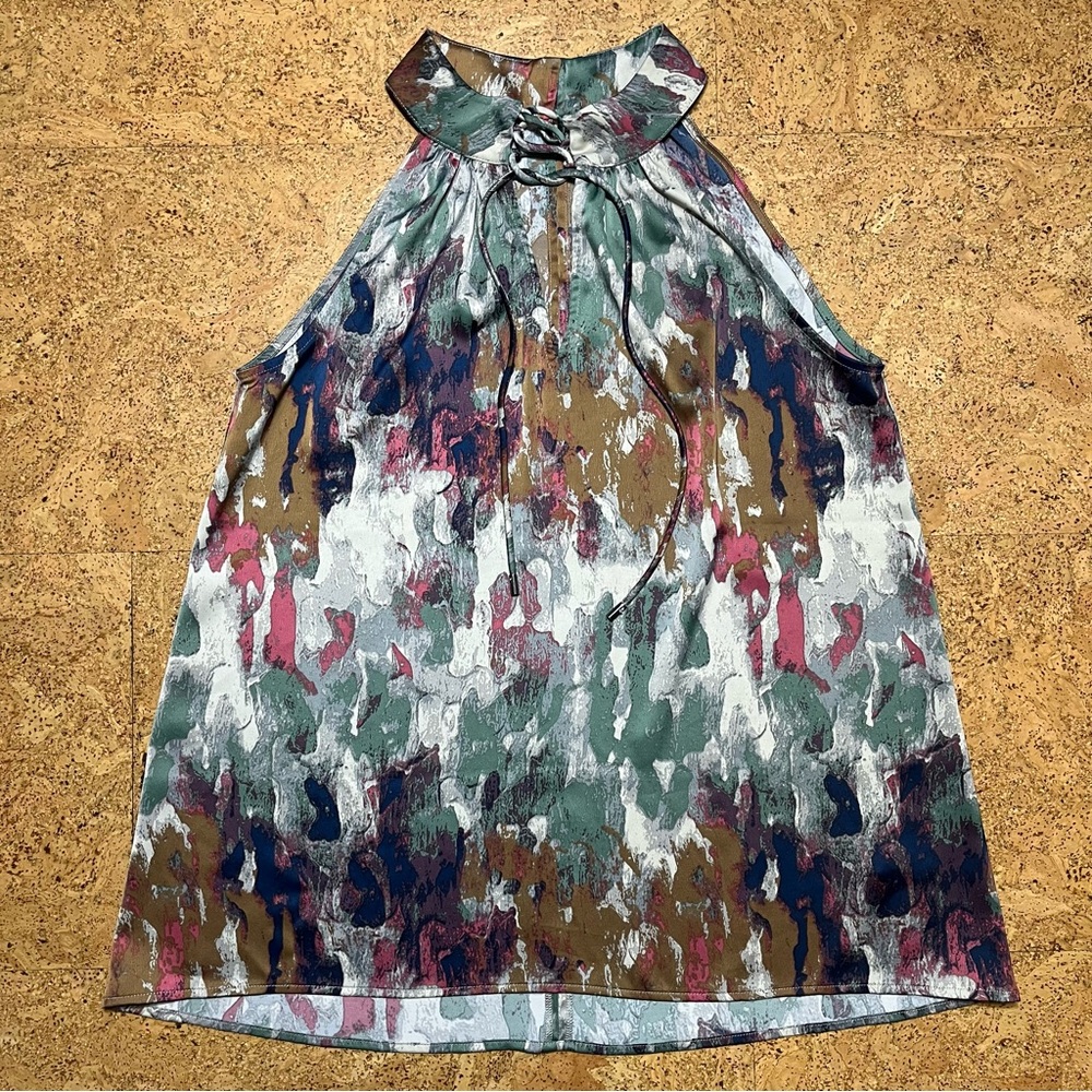 Haute Hippie Tribe Tie Keyhole Multicolored Blouse In Sz S